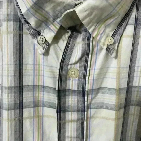 T. Harris London White Pale Plaid Short Sleeve Button Down Shirt Size XL Mens - Picture 3 of 5